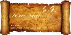 Sáros Ferenc névjegykártya